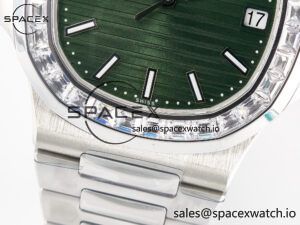 Nautilus 5711 3KF 1:1 Best Edition Square Diamonds Bezel Green Dial on SS Bracelet A324 Super Clone V2 - Image 11