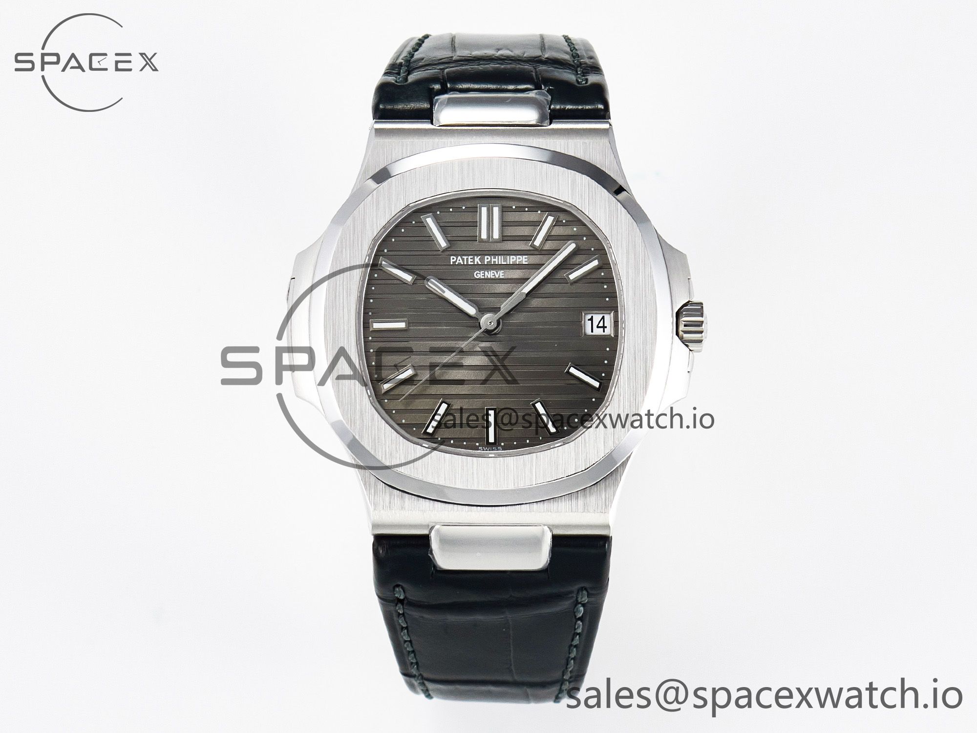 IMG_5999 拷贝 Nautilus 5711 SS 3KF 1:1 Best Edition Gray Textured Dial on Black Leather Strap A324 Super Clone V2 - Image 1
