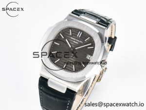Nautilus 5711 SS 3KF 1:1 Best Edition Gray Textured Dial on Black Leather Strap A324 Super Clone V2 - Image 4