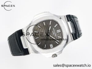 Nautilus 5711 SS 3KF 1:1 Best Edition Gray Textured Dial on Black Leather Strap A324 Super Clone V2 - Image 8