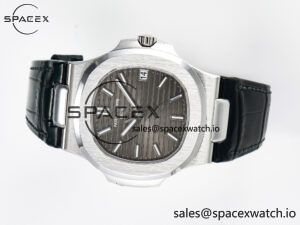 Nautilus 5711 SS 3KF 1:1 Best Edition Gray Textured Dial on Black Leather Strap A324 Super Clone V2 - Image 7