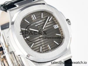 Nautilus 5711 SS 3KF 1:1 Best Edition Gray Textured Dial on Black Leather Strap A324 Super Clone V2 - Image 3