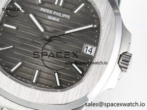 Nautilus 5711 SS 3KF 1:1 Best Edition Gray Textured Dial on Black Leather Strap A324 Super Clone V2 - Image 10