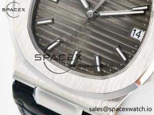 Nautilus 5711 SS 3KF 1:1 Best Edition Gray Textured Dial on Black Leather Strap A324 Super Clone V2 - Image 11