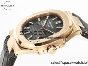 Nautilus 5711/1R RG 3KF 1:1 Best Edition Brown Textured Dial on Brown Leather Strap A324 Super Clone V2 - Image 5