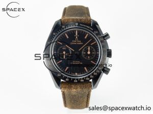 Speedmaster “Dark Side of The Moon” Real Ceramic N1F 1:1 Best Edition Vintage Black on Brown Leather Strap A9300