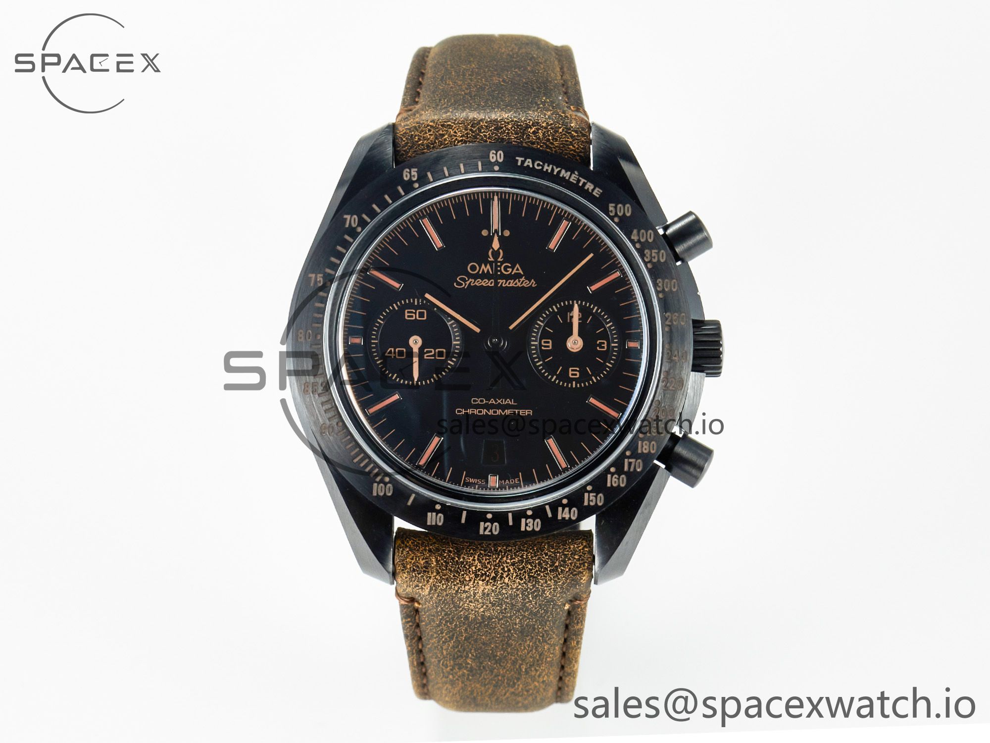 IMG_6741 拷贝 Speedmaster “Dark Side of The Moon” Real Ceramic N1F 1:1 Best Edition Vintage Black on Brown Leather Strap A9300 - Image 1