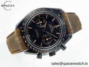 Speedmaster “Dark Side of The Moon” Real Ceramic N1F 1:1 Best Edition Vintage Black on Brown Leather Strap A9300 - Image 8