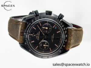 Speedmaster “Dark Side of The Moon” Real Ceramic N1F 1:1 Best Edition Vintage Black on Brown Leather Strap A9300 - Image 7