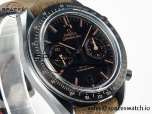 Speedmaster “Dark Side of The Moon” Real Ceramic N1F 1:1 Best Edition Vintage Black on Brown Leather Strap A9300 - Image 3