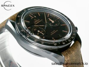 Speedmaster “Dark Side of The Moon” Real Ceramic N1F 1:1 Best Edition Vintage Black on Brown Leather Strap A9300 - Image 6