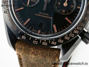Speedmaster “Dark Side of The Moon” Real Ceramic N1F 1:1 Best Edition Vintage Black on Brown Leather Strap A9300 - Image 13