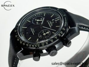 Speedmaster “Dark Side of The Moon” Real Ceramic N1F 1:1 Best Edition on Leather Strap A9900 - Image 5