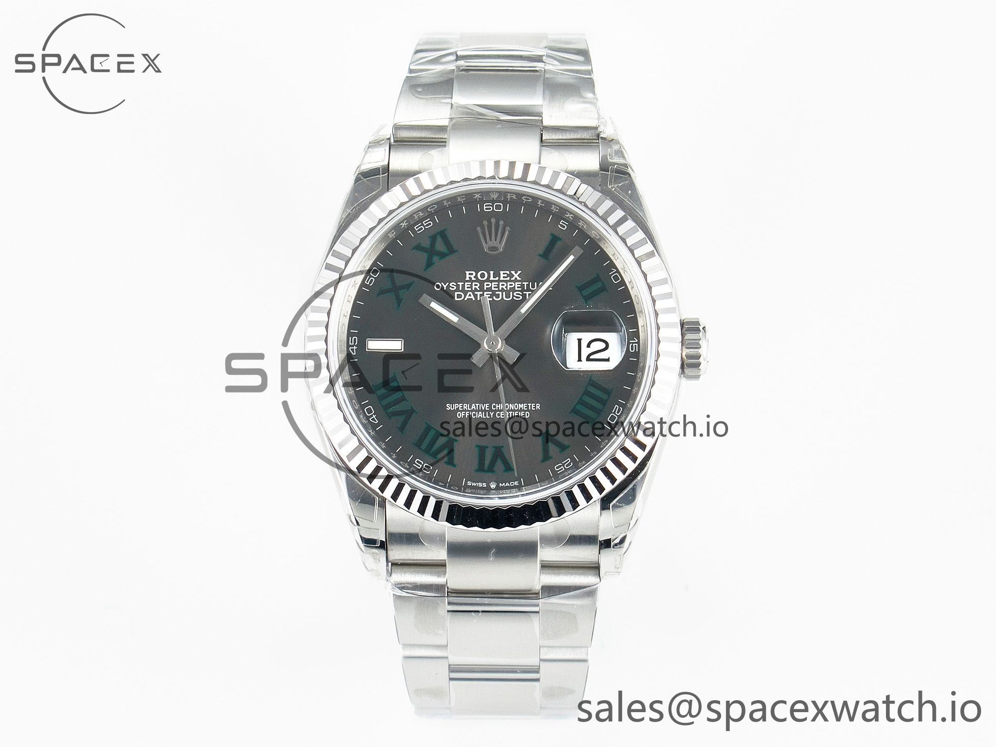 IMG_7232 拷贝 DateJust 36 SS 116234 VSF 1:1 Best Edition 904L Steel Gray Green Roman Dial on oyster Bracelet VS3235 - Image 1