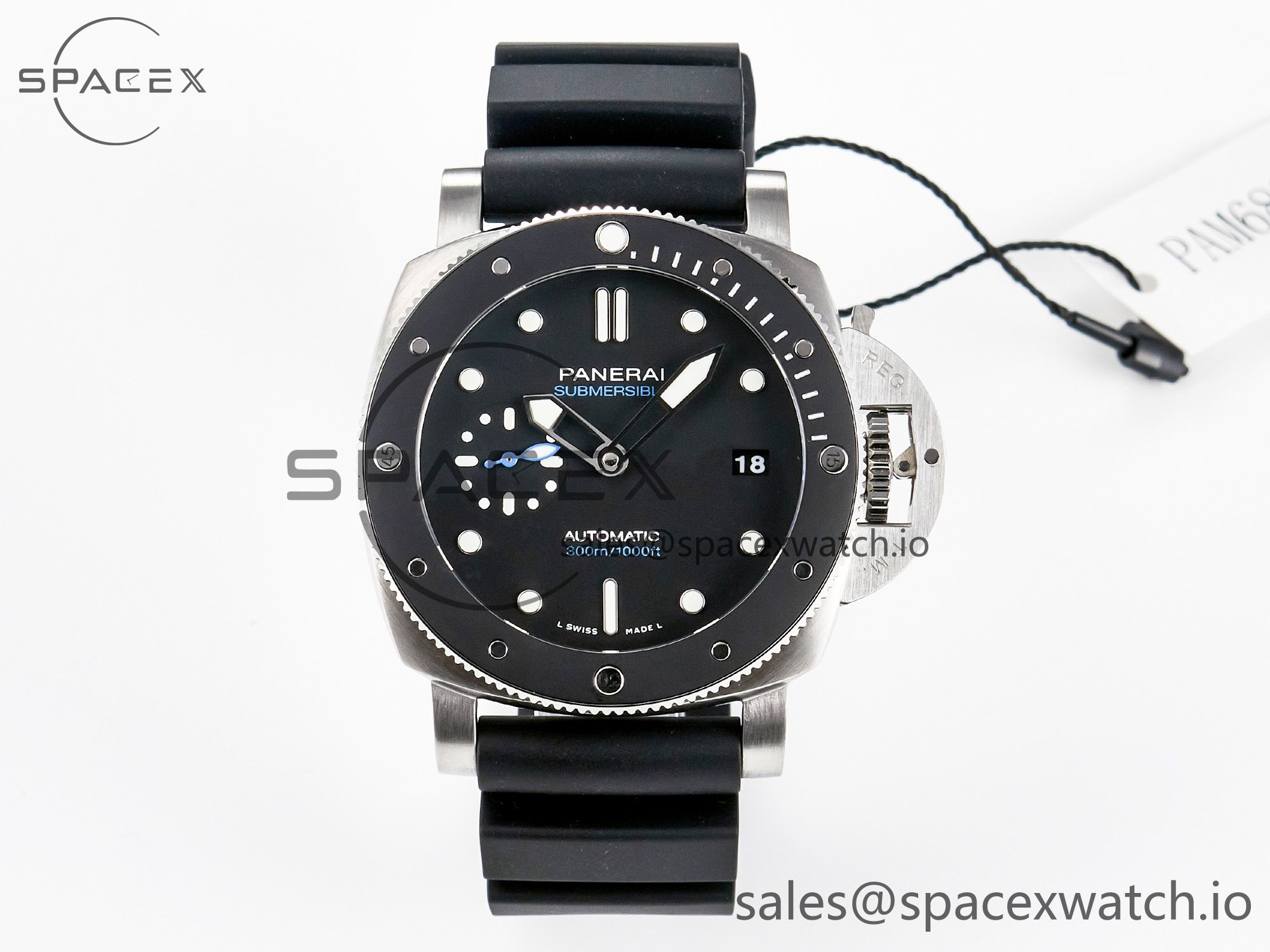 IMG_7409 拷贝 PAM683 Luminor Submersible 42mm VSF Best Edition Black Dial on Rubber Strap P900 Clone - Image 1