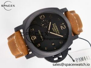 PAM441 Luminor Due VSF Best Edition Black Dial Black Carbon Bezel on Brown Asso Strap AXXXIV - Image 8