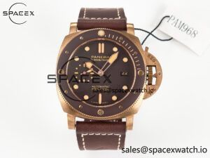 PAM968 V Bronzo VSF 1:1 Best Edition Brown Ceramic Bezel and Dial on Brown Calfskin Strap P.9010 Clone