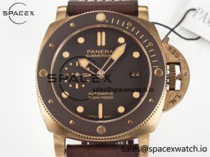 PAM968 V Bronzo VSF 1:1 Best Edition Brown Ceramic Bezel and Dial on Brown Calfskin Strap P.9010 Clone - Image 2