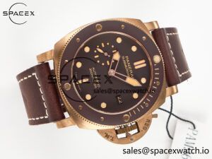 PAM968 V Bronzo VSF 1:1 Best Edition Brown Ceramic Bezel and Dial on Brown Calfskin Strap P.9010 Clone - Image 8