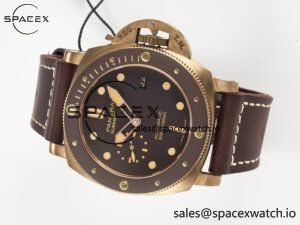 PAM968 V Bronzo VSF 1:1 Best Edition Brown Ceramic Bezel and Dial on Brown Calfskin Strap P.9010 Clone - Image 7