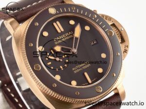 PAM968 V Bronzo VSF 1:1 Best Edition Brown Ceramic Bezel and Dial on Brown Calfskin Strap P.9010 Clone - Image 3