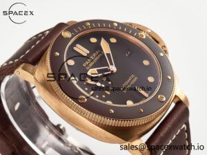 PAM968 V Bronzo VSF 1:1 Best Edition Brown Ceramic Bezel and Dial on Brown Calfskin Strap P.9010 Clone - Image 6