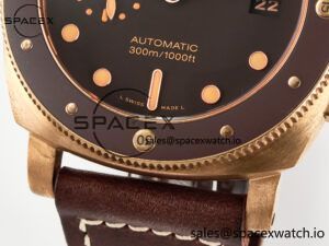 PAM968 V Bronzo VSF 1:1 Best Edition Brown Ceramic Bezel and Dial on Brown Calfskin Strap P.9010 Clone - Image 13
