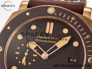 PAM968 V Bronzo VSF 1:1 Best Edition Brown Ceramic Bezel and Dial on Brown Calfskin Strap P.9010 Clone - Image 12