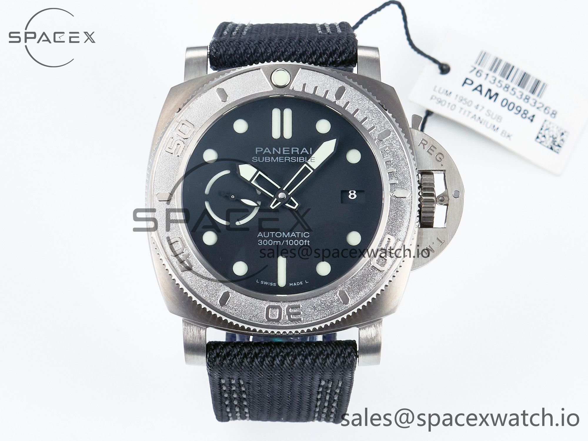 IMG_7530 拷贝 PAM984 Mike Horn Submersible VSF 1:1 Best Edition Black Dial on Black Nylon Strap P.9010 Clone - Image 1