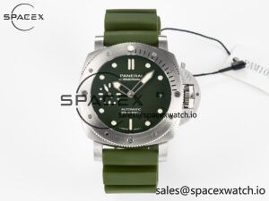 PAM1055 Luminor Submersible 42mm Verde Militare VSF 1:1 Best Edition on Green Rubber Strap P.900 Clone