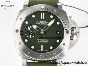 PAM1055 Luminor Submersible 42mm Verde Militare VSF 1:1 Best Edition on Green Rubber Strap P.900 Clone - Image 2