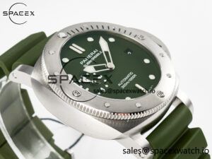 PAM1055 Luminor Submersible 42mm Verde Militare VSF 1:1 Best Edition on Green Rubber Strap P.900 Clone - Image 6