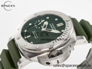 PAM1055 Luminor Submersible 42mm Verde Militare VSF 1:1 Best Edition on Green Rubber Strap P.900 Clone - Image 5