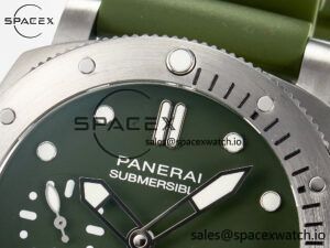 PAM1055 Luminor Submersible 42mm Verde Militare VSF 1:1 Best Edition on Green Rubber Strap P.900 Clone - Image 12