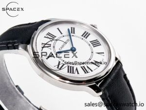 Ronde De Cartier 36mm DRF 1:1 Best Edition Sandblasted Silver-Plated White Dial on Black Leather Strap Ronda Quartz - Image 6