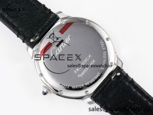 Ronde De Cartier 36mm DRF 1:1 Best Edition Sandblasted Silver-Plated White Dial on Black Leather Strap Ronda Quartz - Image 16