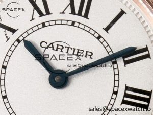Ronde Louis Cartier 29mm RG DRF 1:1 Best Edition Sandblasted Beige Dial Diamonds Bezel on Blue Leather Strap Ronda Quartz - Image 9