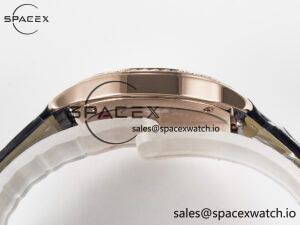 Ronde Louis Cartier 29mm RG DRF 1:1 Best Edition Sandblasted Beige Dial Diamonds Bezel on Blue Leather Strap Ronda Quartz - Image 13