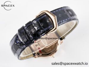Ronde Louis Cartier 29mm RG DRF 1:1 Best Edition Sandblasted Beige Dial Diamonds Bezel on Blue Leather Strap Ronda Quartz - Image 15