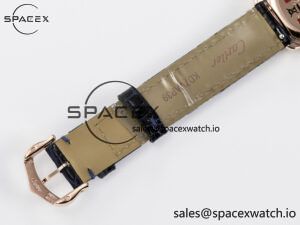 Ronde Louis Cartier 29mm RG DRF 1:1 Best Edition Sandblasted Beige Dial Diamonds Bezel on Blue Leather Strap Ronda Quartz - Image 19