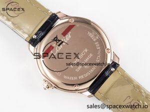 Ronde Louis Cartier 29mm RG DRF 1:1 Best Edition Sandblasted Beige Dial Diamonds Bezel on Blue Leather Strap Ronda Quartz - Image 16