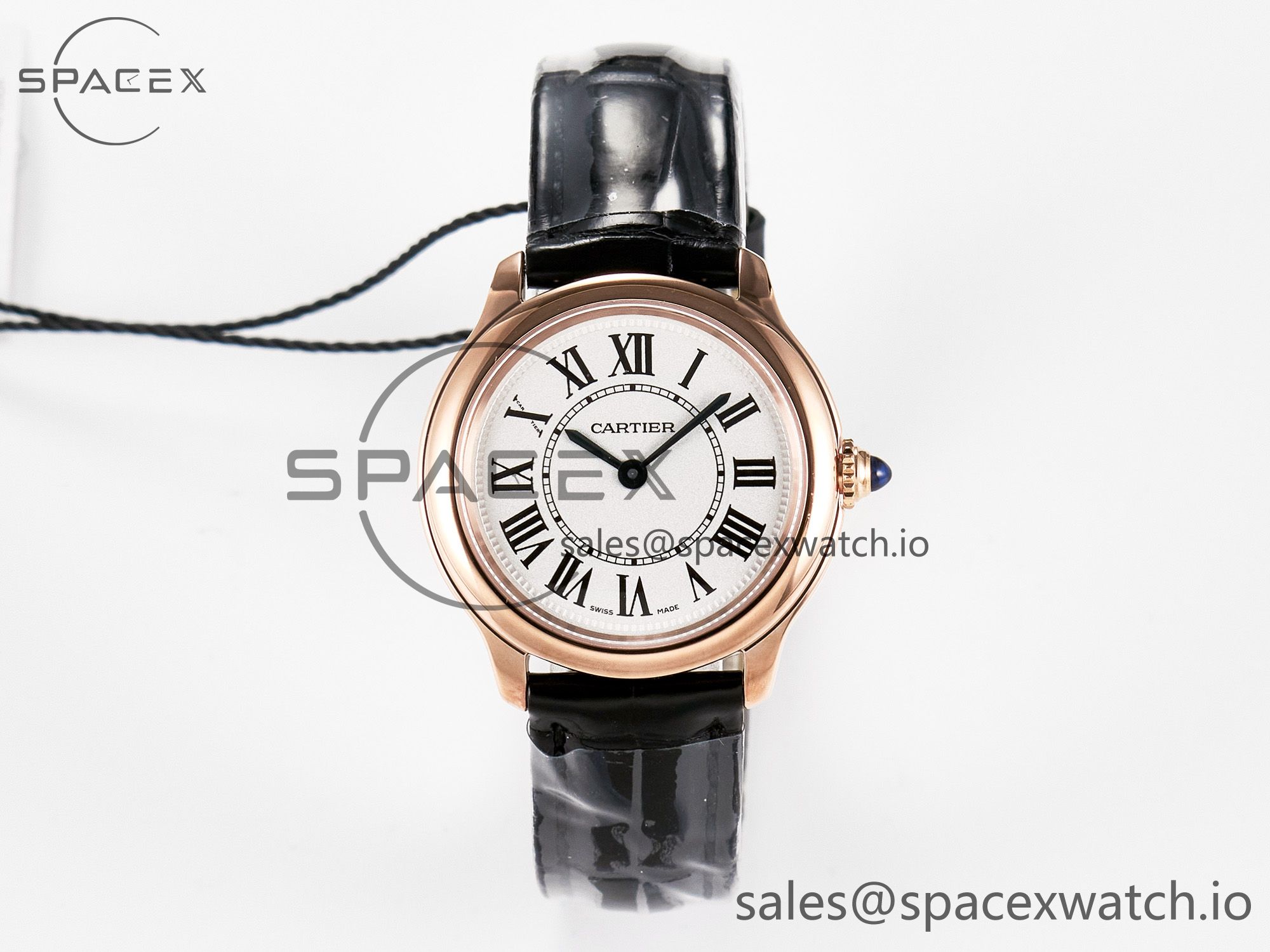 IMG_7684 拷贝 Ronde De Cartier 29mm RG DRF 1:1 Best Edition Sandblasted Silver-Plated White Dial on Black Leather Strap Ronda Quartz - Image 1