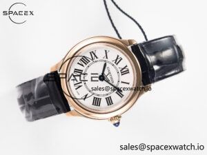 Ronde De Cartier 29mm RG DRF 1:1 Best Edition Sandblasted Silver-Plated White Dial on Black Leather Strap Ronda Quartz - Image 8