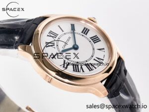 Ronde De Cartier 29mm RG DRF 1:1 Best Edition Sandblasted Silver-Plated White Dial on Black Leather Strap Ronda Quartz - Image 6
