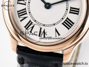 Ronde De Cartier 29mm RG DRF 1:1 Best Edition Sandblasted Silver-Plated White Dial on Black Leather Strap Ronda Quartz - Image 12