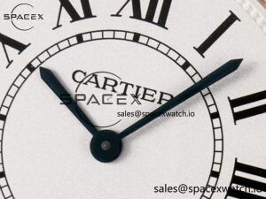 Ronde De Cartier 36mm RG DRF 1:1 Best Edition Sandblasted Silver-Plated White Dial on Black Leather Strap Ronda Quartz - Image 9