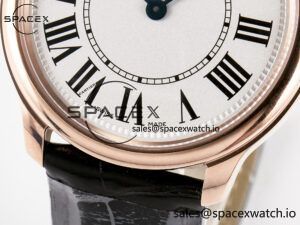 Ronde De Cartier 36mm RG DRF 1:1 Best Edition Sandblasted Silver-Plated White Dial on Black Leather Strap Ronda Quartz - Image 12