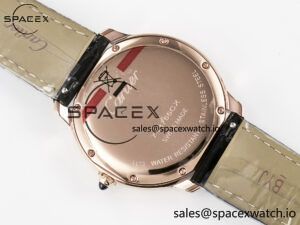 Ronde De Cartier 36mm RG DRF 1:1 Best Edition Sandblasted Silver-Plated White Dial on Black Leather Strap Ronda Quartz - Image 16