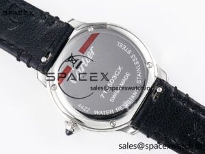 Ronde De Cartier 29mm DRF 1:1 Best Edition Sandblasted Silver-Plated White Dial on Black Leather Strap Ronda Quartz - Image 16
