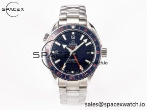 Planet Ocean 600M Co-Axial GMT 43.5mm VSF 1:1 Best Edition Blue Dial Blue Ceramic Bezel on SS Bracelet A8605 Super Clone